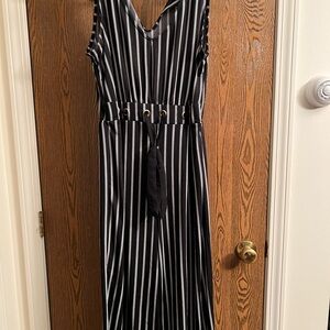 Wrapper Monochrome Striped Jumpsuit